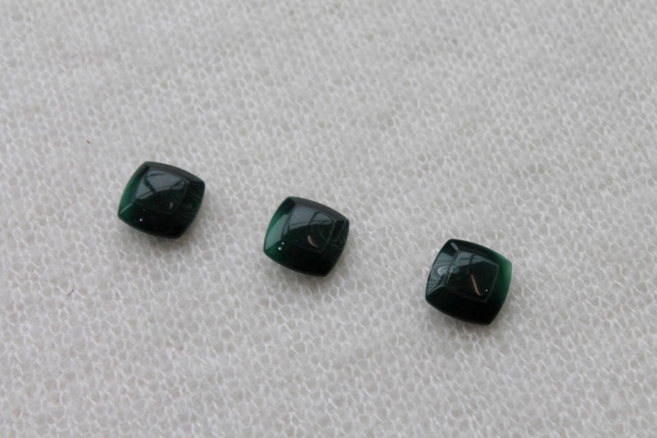 Square Dark Green Nylon "Jade" Button - 1.6cm