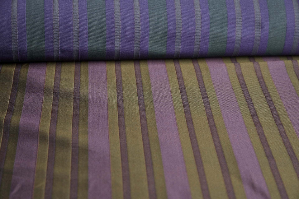 Reversible Stripe Brocade - Plum, Olive, Green and Purple