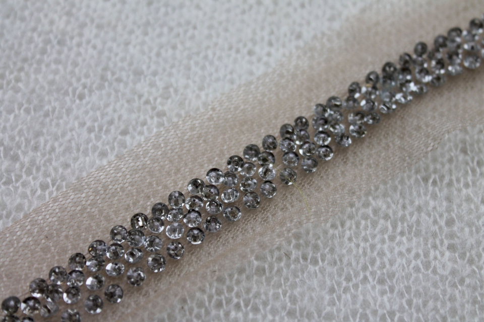 Silver Sequin and Seed Bead Trim