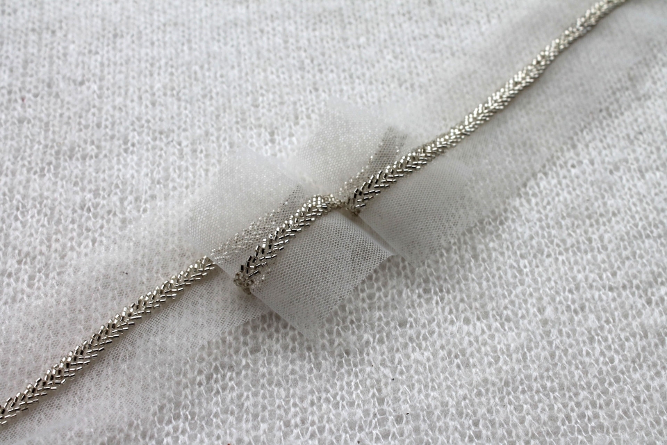 Beaded Micro Trim - Herringbone - Silver