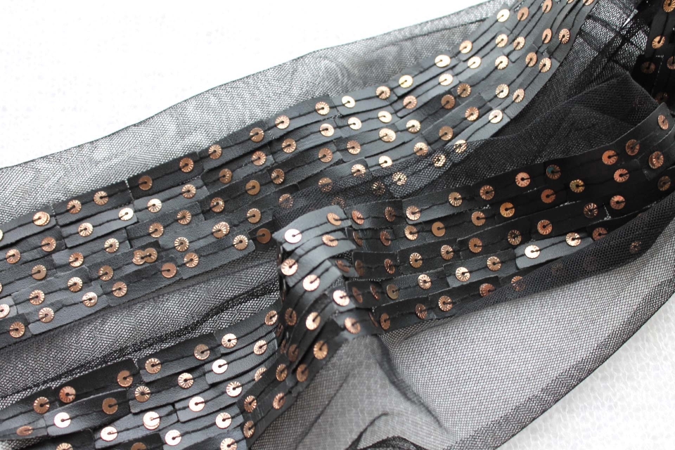 Leather Look Rectangles with Copper Sequins - Trim