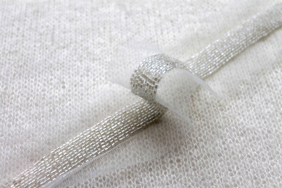 Beaded Micro Trim - Ivory - Wide